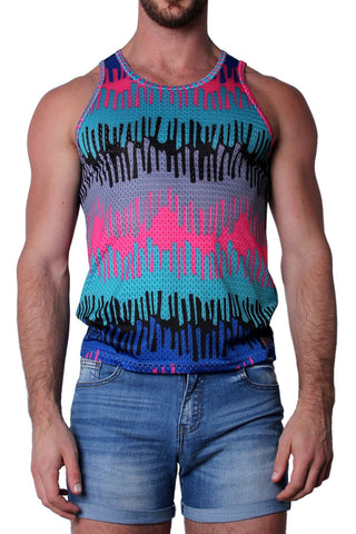 Timoteo Blue Drip Safari Tank Top