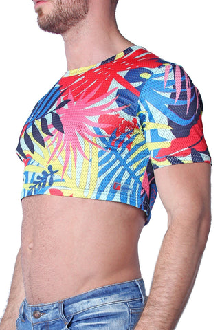 Timoteo Palm Pink Safari Crop Top