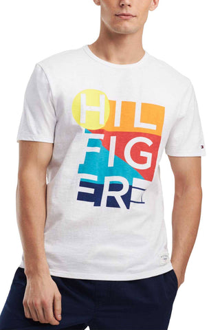 Tommy Hilfiger Bright White Colorblock Graphic Print Logo T-Shirt