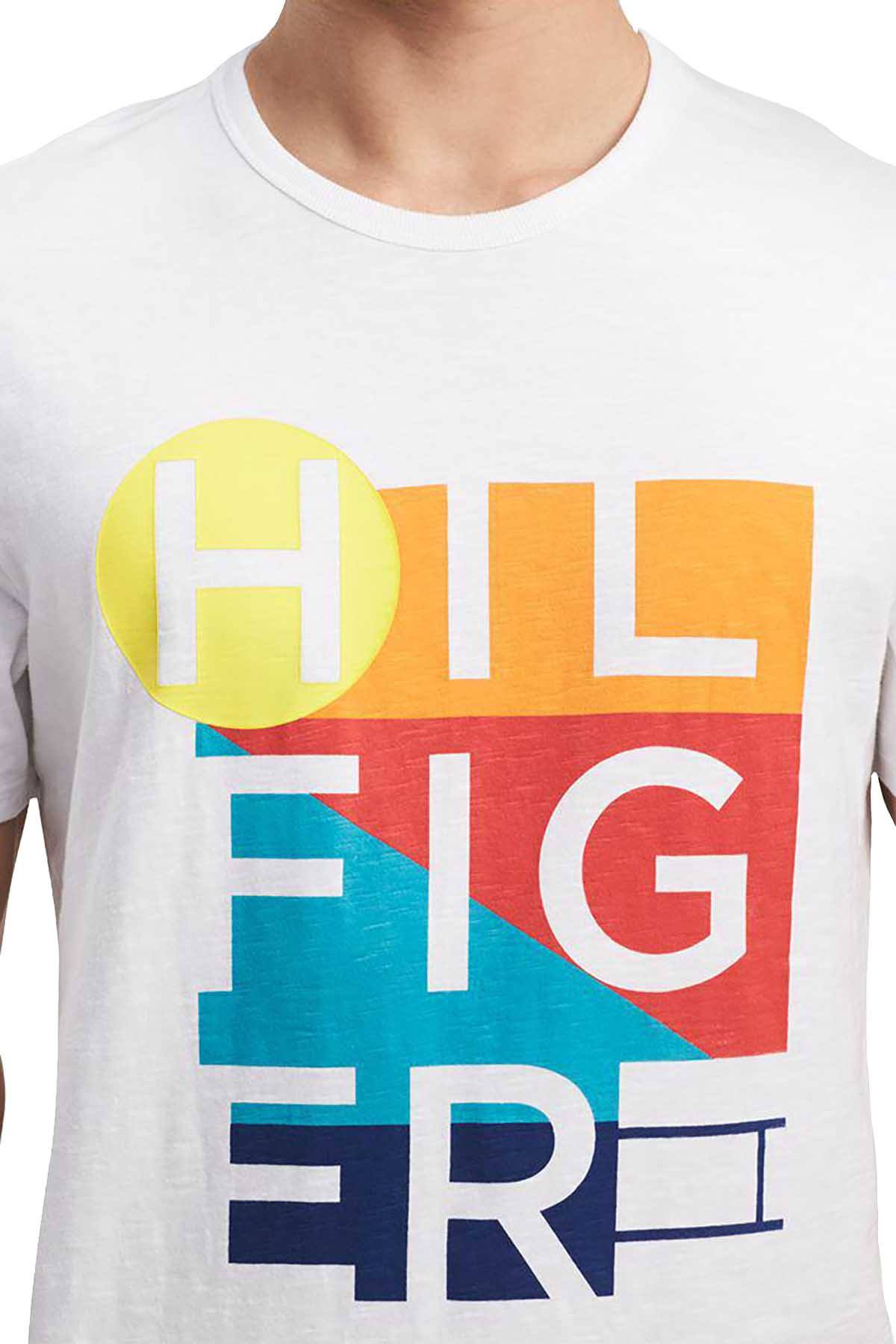 Tommy Hilfiger Bright White Colorblock Graphic Print Logo T-Shirt