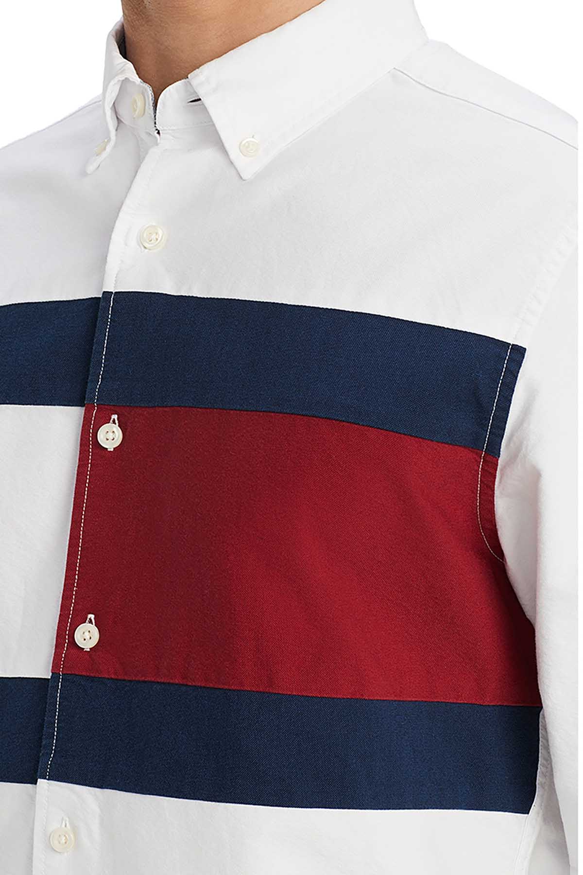 Tommy Hilfiger Bright White Pieced New England Colorblocked Shirt