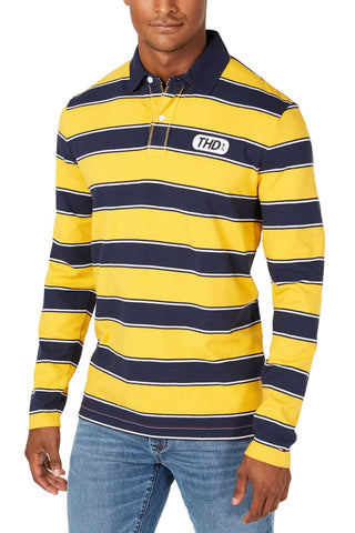 Tommy Hilfiger Golden Rod/Navy Striped Custom Fit Long Sleeve Polo Shirt