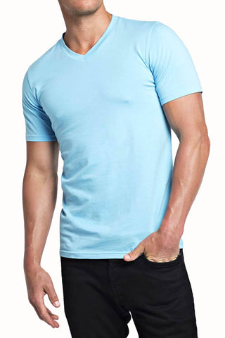 Trend Sky Blue Stretch V-Neck Tee