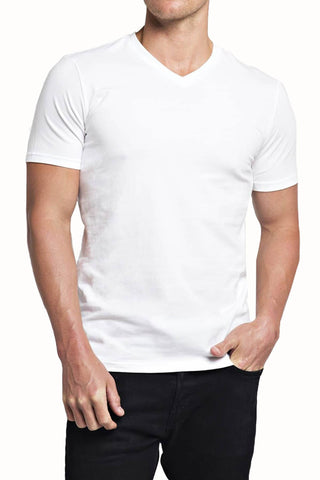 Trend White Stretch V-Neck Tee