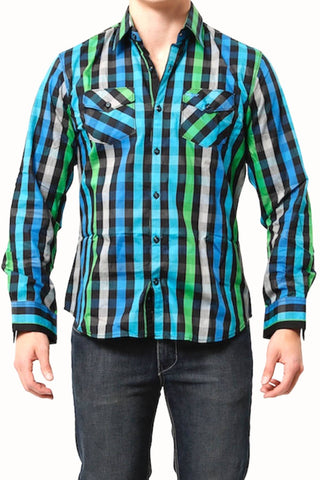 V.I.P. Collection Green Buffalo Plaid Button-Up Shirt