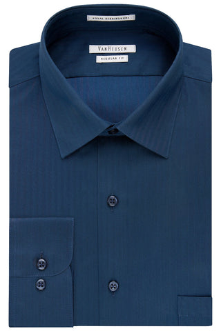 Van Heusen Blue Graphite Solid Herringbone Dress Shirt