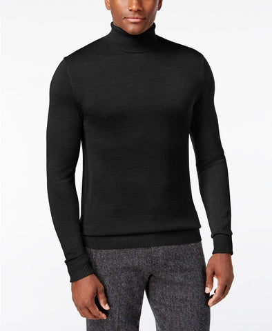 Vince Camuto Ribbed Wool Turtleneck Sweater Jet Black