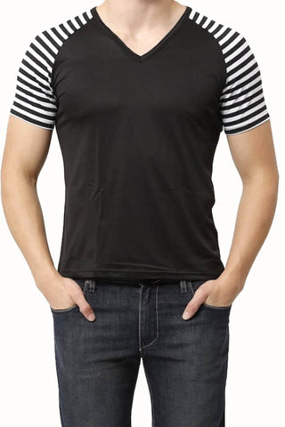 Vuthy Black Striped Raglan Tee