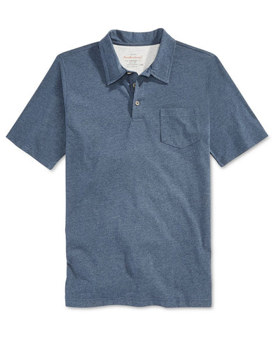 Weatherproof Vintage Big & Tall Short-sleeve Heather Polo Classic Fit Dress Blue