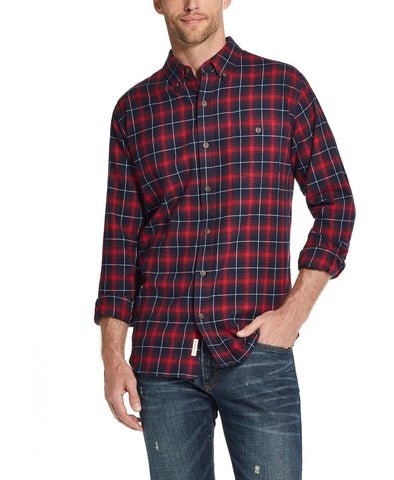 Weatherproof Vintage Brushed Antique Flannel Plaid Shirt Navy
