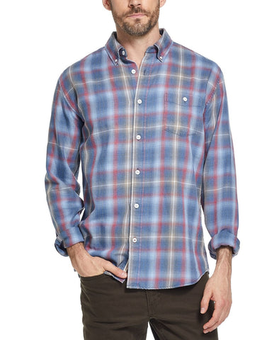 Weatherproof Vintage Button-down Plaid Shirt Blue
