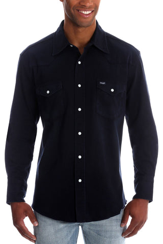 Wrangler Darkest Blue Authentic Western Snap Front Twill Shirt