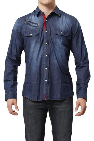 Young Republic Dark Blue Zipper Button-Up