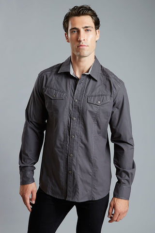 Young Republic Dark Grey Austin Long-Sleeve Button-Up