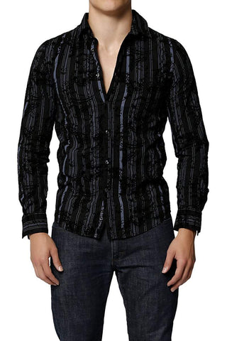 VintageRed Black Flourish Stripe Shirt