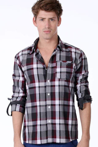 ONE90ONE Black & White Checked Button-Up